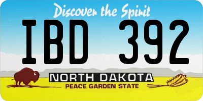 ND license plate IBD392