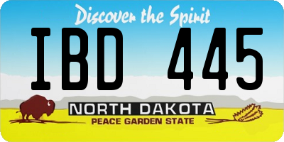 ND license plate IBD445