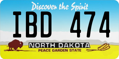 ND license plate IBD474