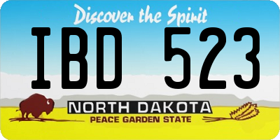 ND license plate IBD523