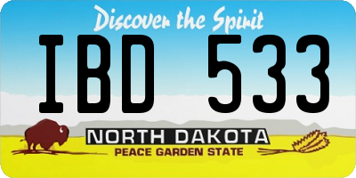 ND license plate IBD533