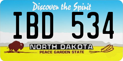 ND license plate IBD534