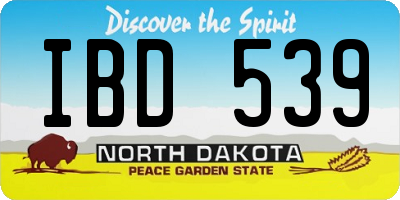 ND license plate IBD539