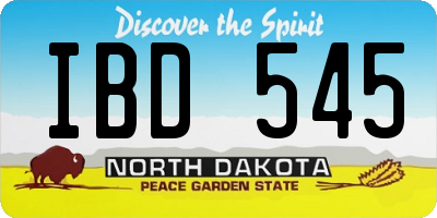 ND license plate IBD545