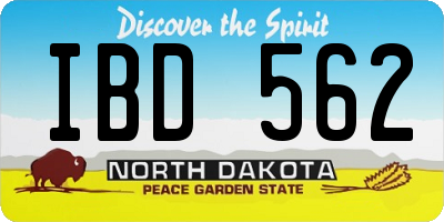 ND license plate IBD562