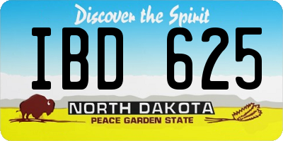 ND license plate IBD625