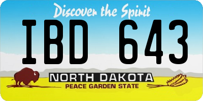 ND license plate IBD643