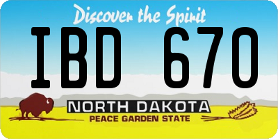 ND license plate IBD670