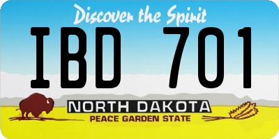 ND license plate IBD701