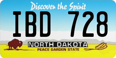 ND license plate IBD728