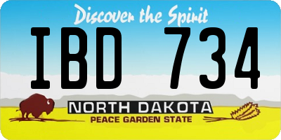ND license plate IBD734