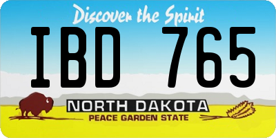 ND license plate IBD765