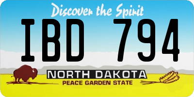 ND license plate IBD794