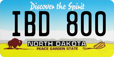 ND license plate IBD800