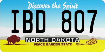 ND license plate IBD807