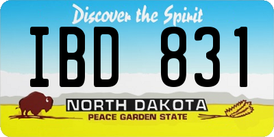 ND license plate IBD831