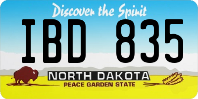 ND license plate IBD835