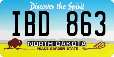 ND license plate IBD863