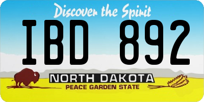 ND license plate IBD892