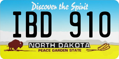 ND license plate IBD910