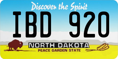 ND license plate IBD920