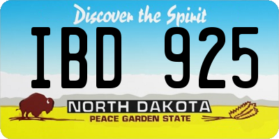 ND license plate IBD925