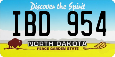 ND license plate IBD954