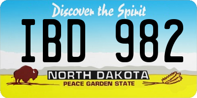 ND license plate IBD982