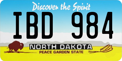ND license plate IBD984