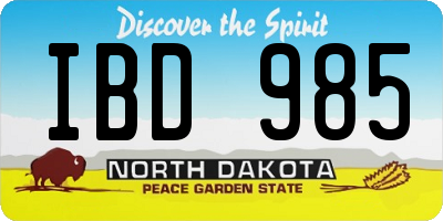 ND license plate IBD985