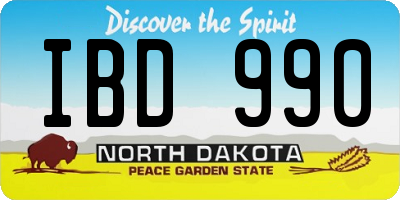 ND license plate IBD990