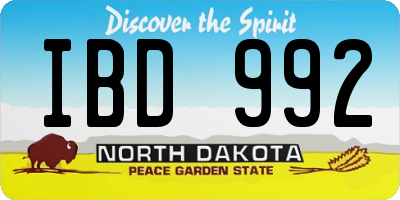 ND license plate IBD992