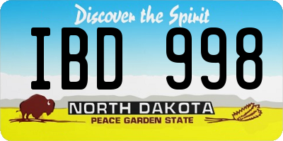 ND license plate IBD998