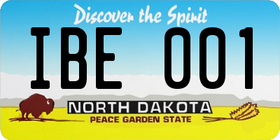 ND license plate IBE001