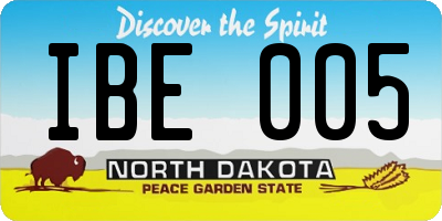 ND license plate IBE005
