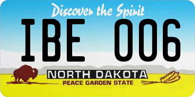 ND license plate IBE006