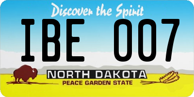 ND license plate IBE007
