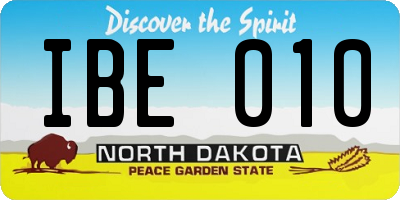 ND license plate IBE010
