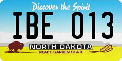 ND license plate IBE013