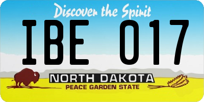 ND license plate IBE017