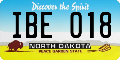 ND license plate IBE018