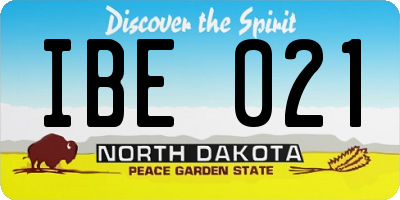 ND license plate IBE021