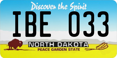 ND license plate IBE033