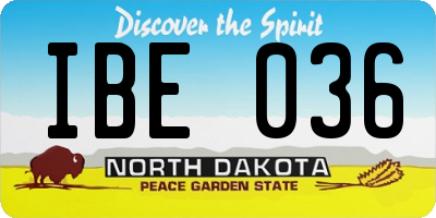 ND license plate IBE036