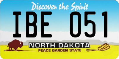 ND license plate IBE051