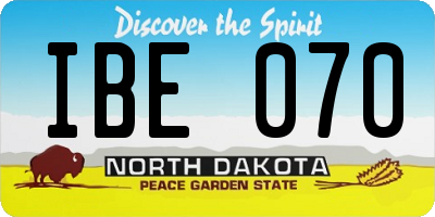 ND license plate IBE070