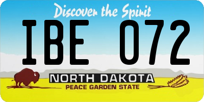 ND license plate IBE072