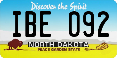 ND license plate IBE092