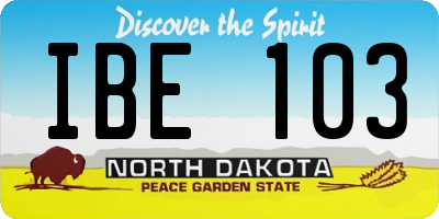 ND license plate IBE103