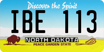 ND license plate IBE113